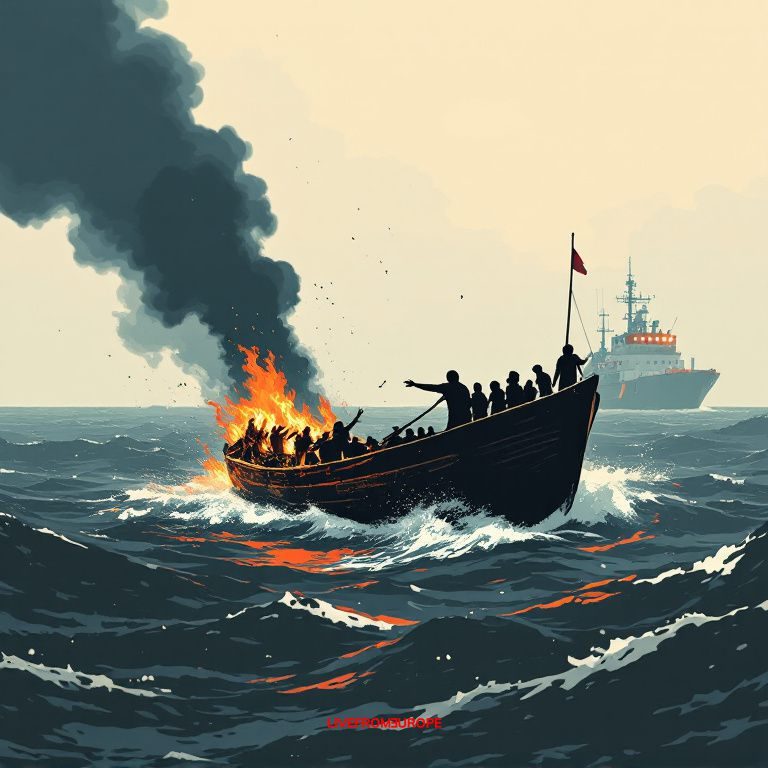 French and British vessels rescue migrants from burning Channel boat near Boulogne-sur-Mer