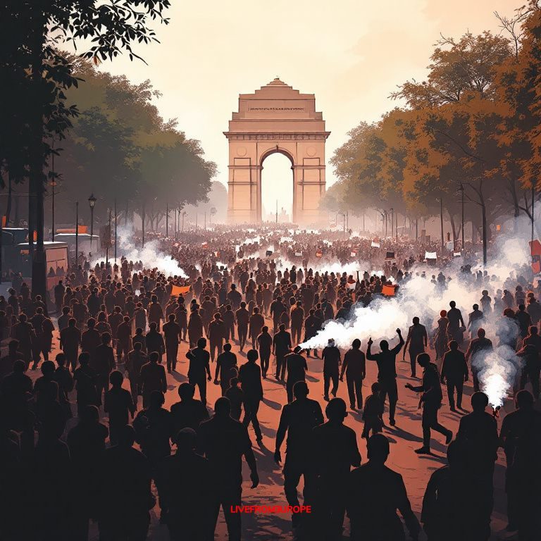 Police fire tear gas, batons at thousands protesting Modi, education minister in Delhi